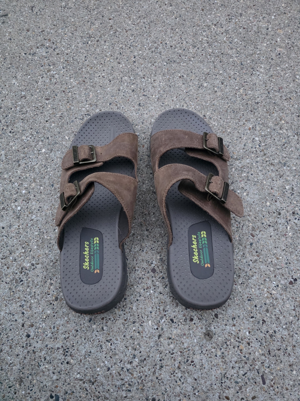 Skechers  Brown Dual-Strap Slide Sandals Women Size 10 - Picture 3 of 11